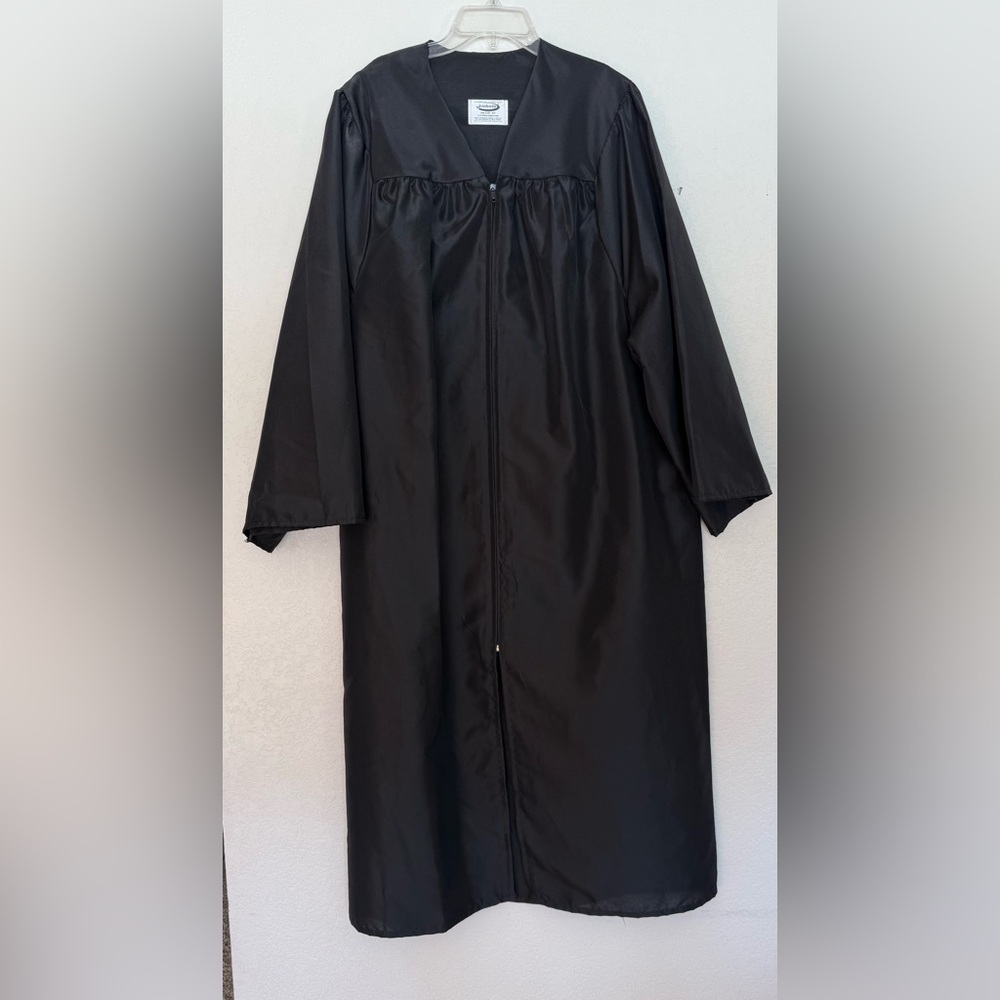 Black Graduation Gown with Zip Front